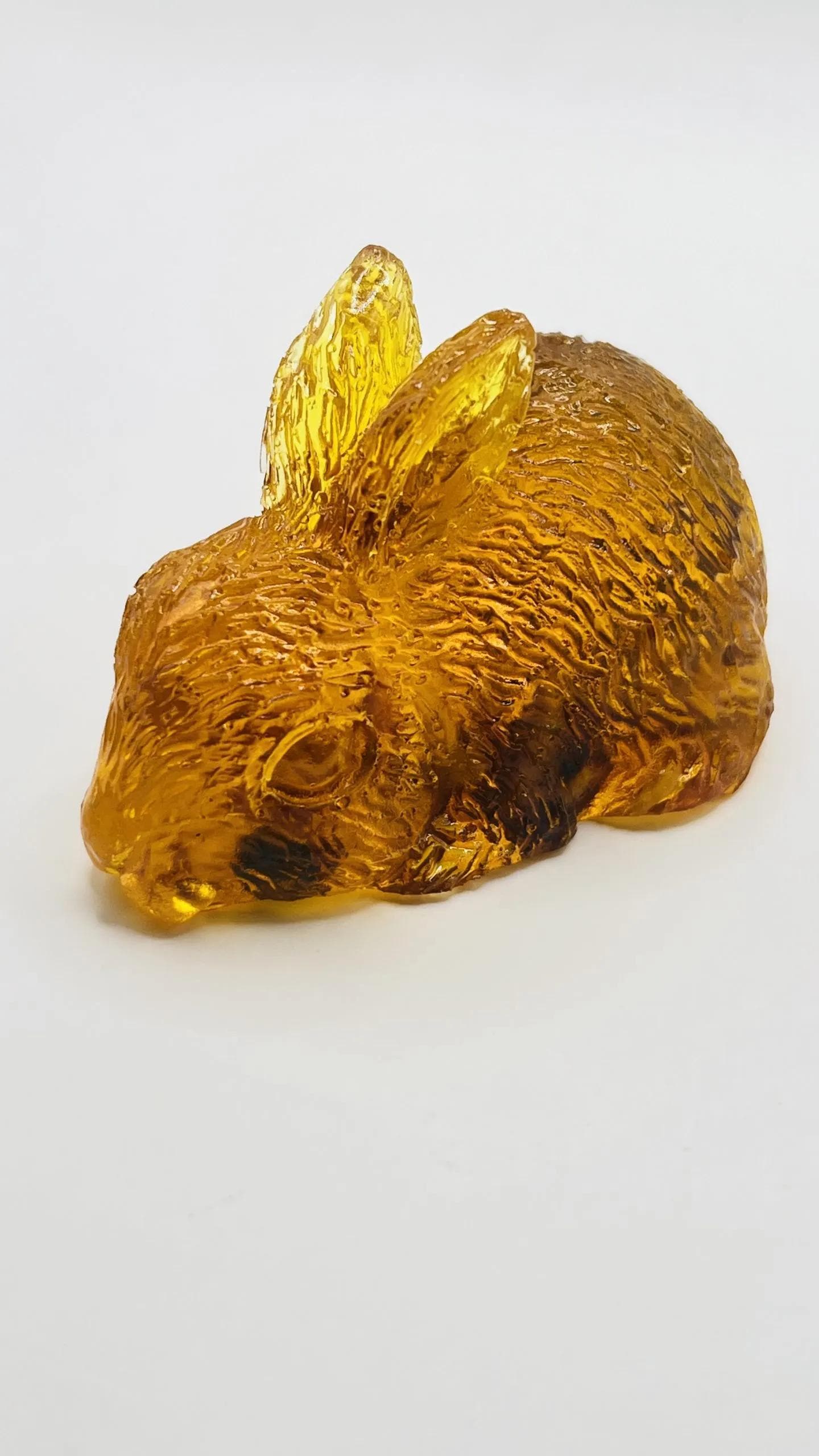 Rabbit  Figurine Handmade Amber Resin and Amber for Home Decor USA KIZIMA
