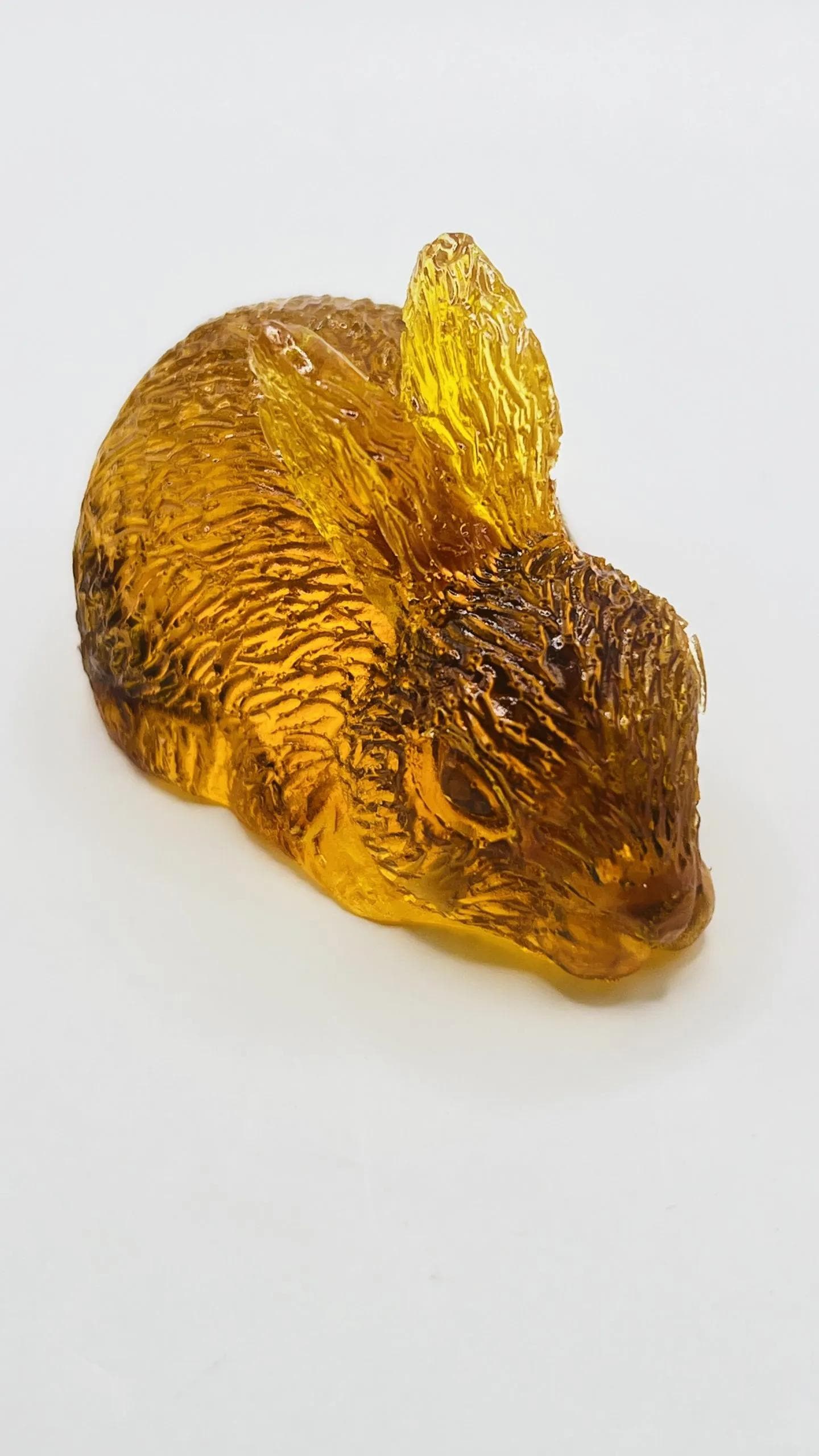 Rabbit  Figurine Handmade Amber Resin and Amber for Home Decor USA KIZIMA