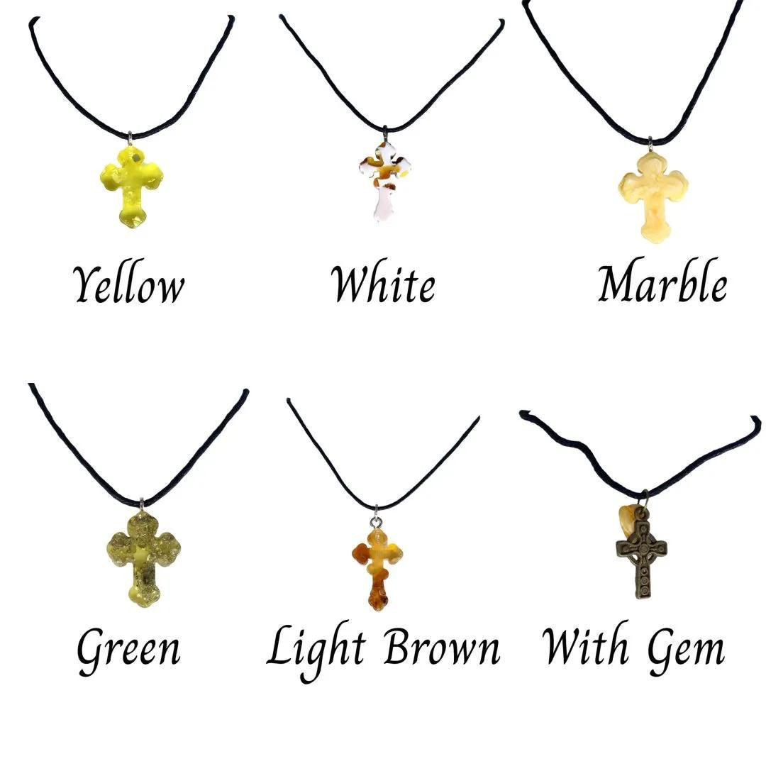 Handmade Elegant Natural Baltic Amber Cross - Handcrafted Orthodox Pendant - Religious Gift
