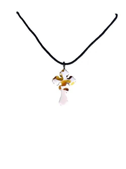 Handmade Elegant Natural Baltic Amber Cross - Handcrafted Orthodox Pendant - Religious Gift
