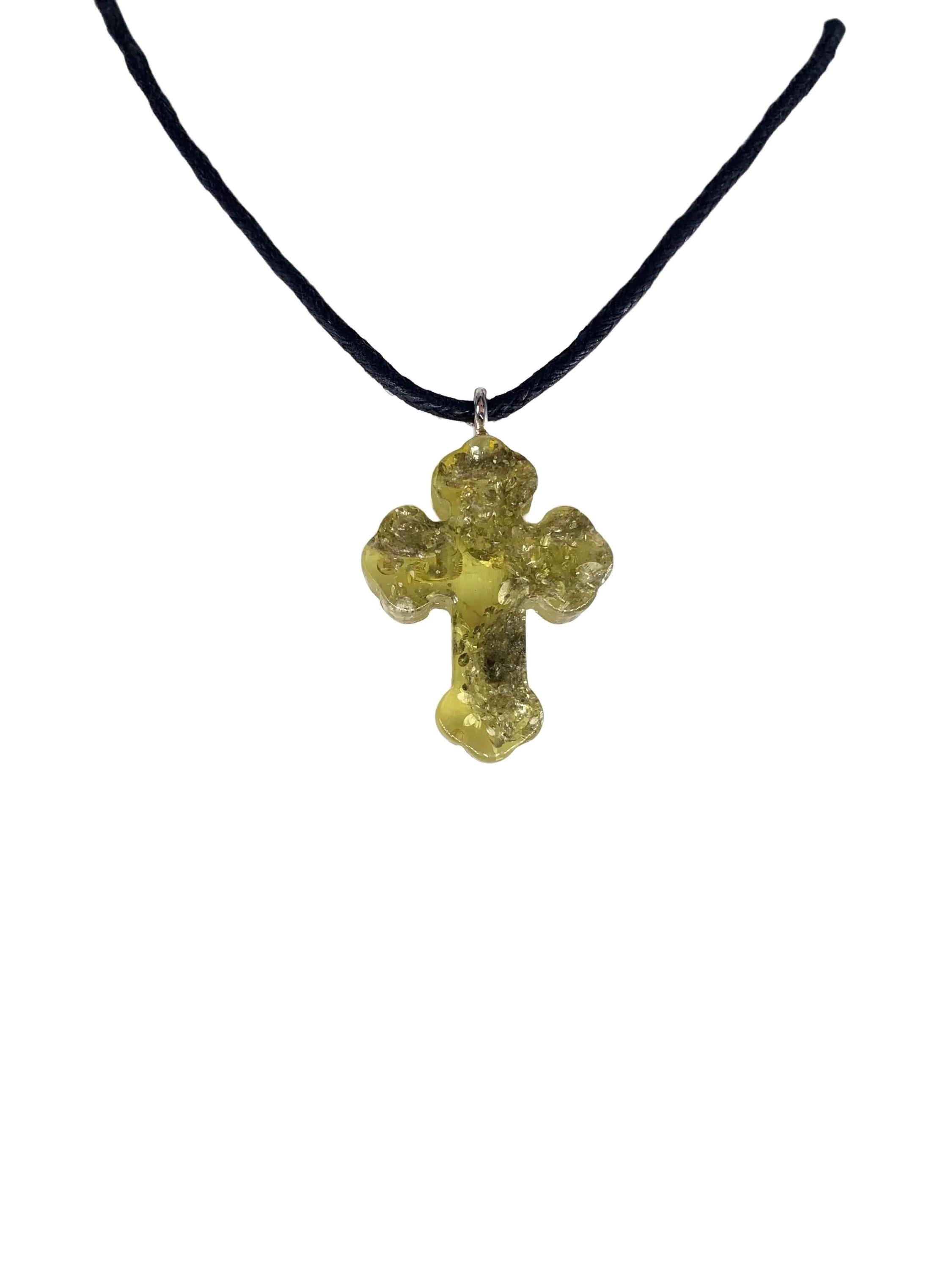 Handmade Elegant Natural Baltic Amber Cross - Handcrafted Orthodox Pendant - Religious Gift
