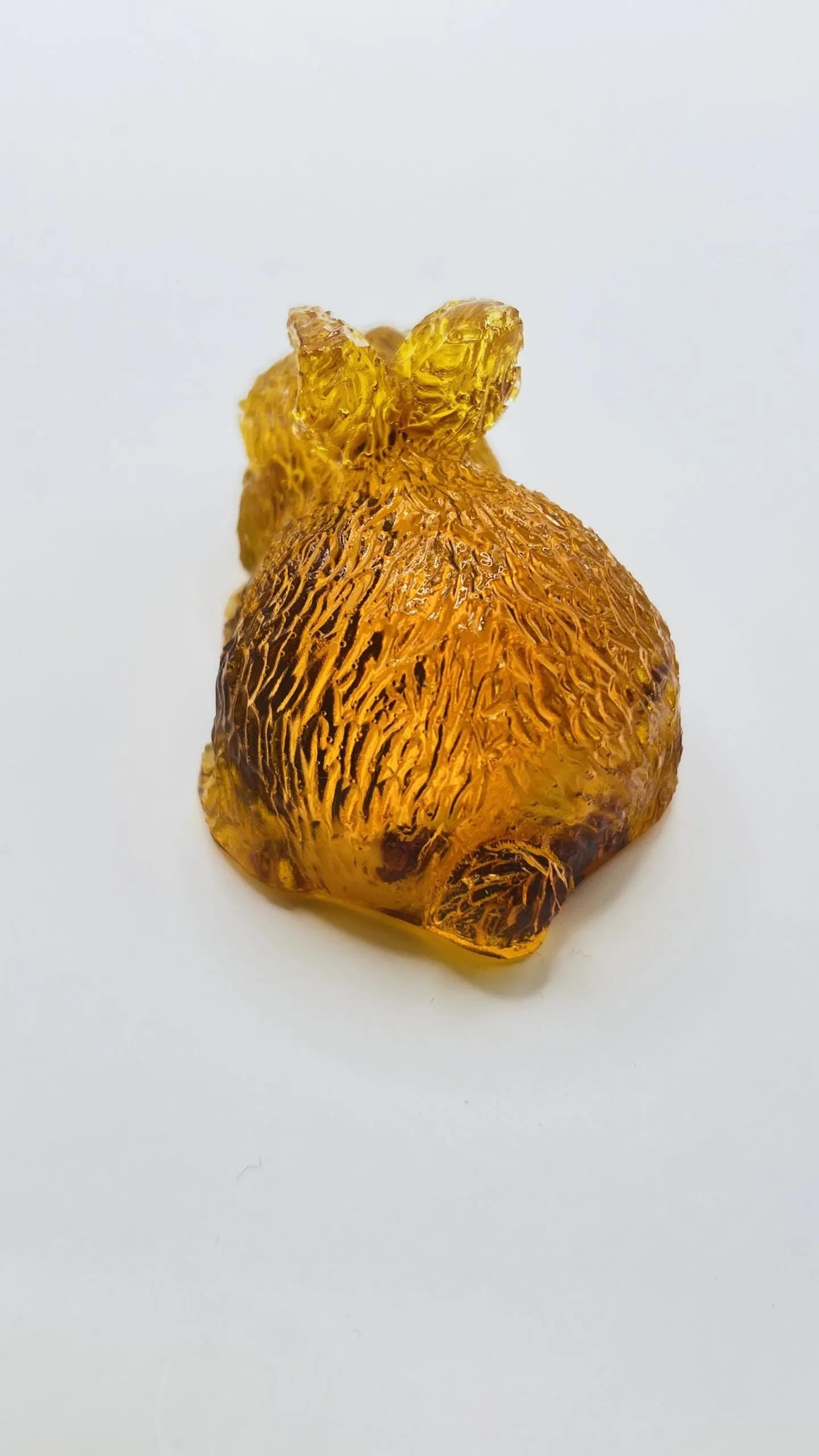 Rabbit  Figurine Handmade Amber Resin and Amber for Home Decor USA KIZIMA