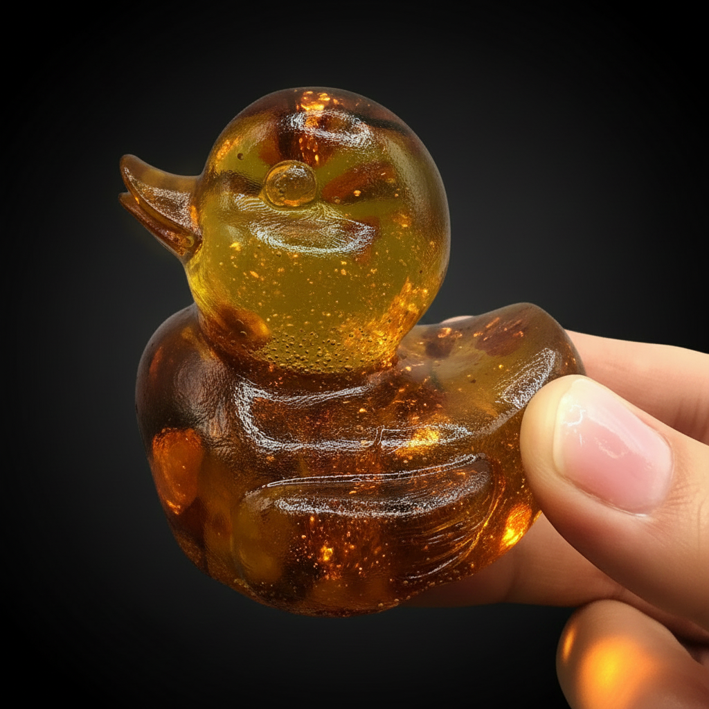 Duck Baltic amber figurine — genuine Baltic amber, handcrafted in USA by KIZIMA®, front view