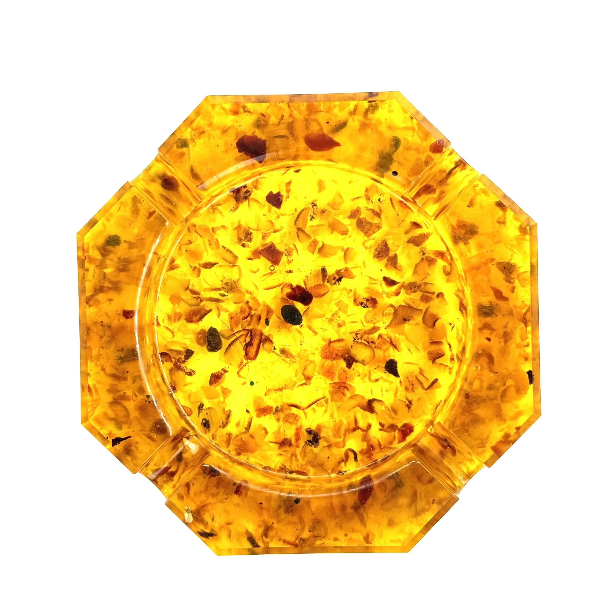USA KIZIMA HANDMADE Octagon Ashtray with Amber for Original Father's Day Gift, Home decor