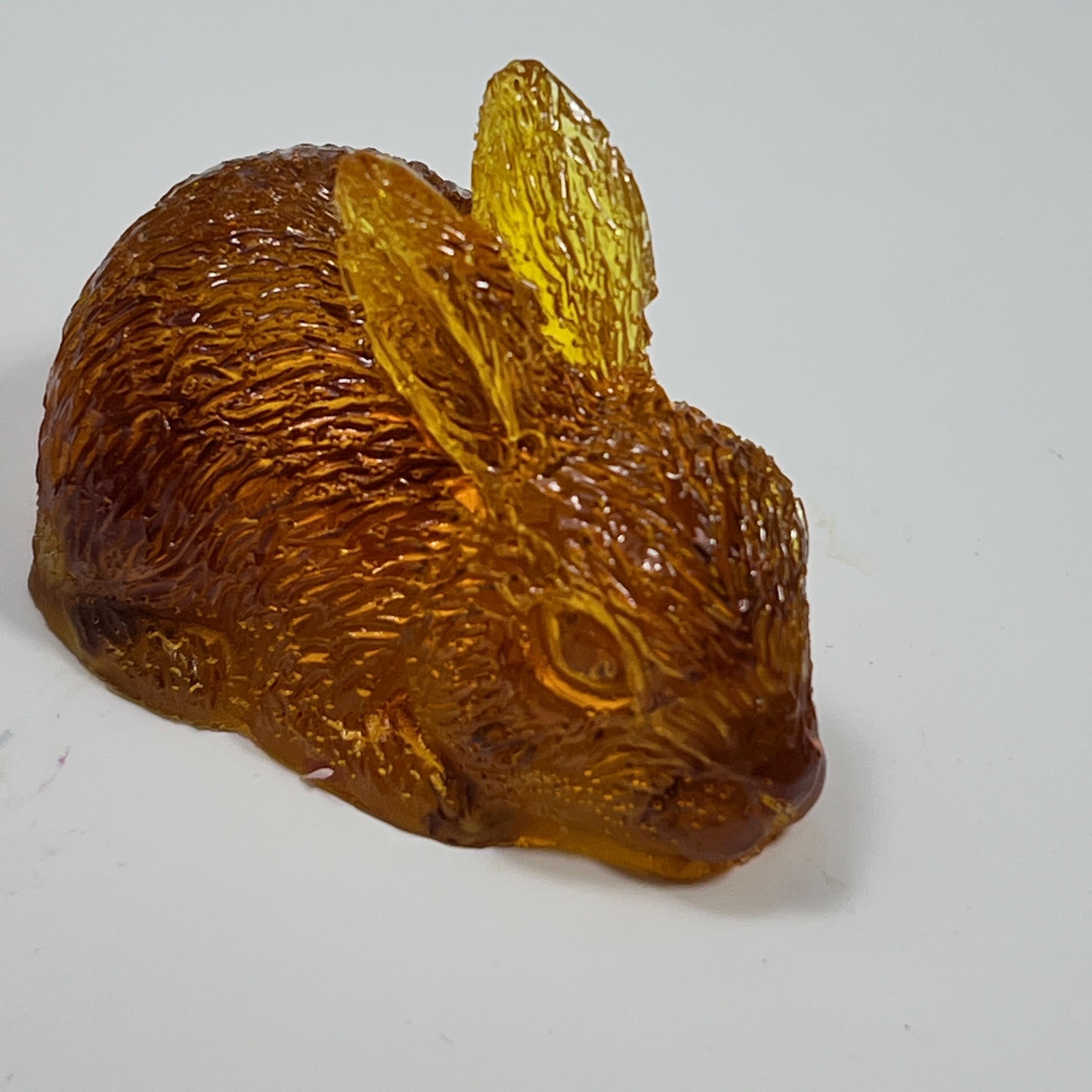 Rabbit  Figurine Handmade Amber Resin and Amber for Home Decor USA KIZIMA