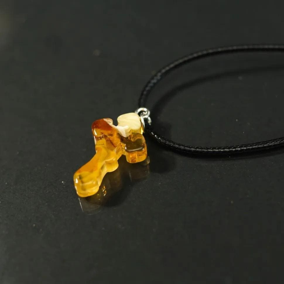 Handmade Elegant Natural Baltic Amber Cross - Handcrafted Orthodox Pendant - Religious Gift