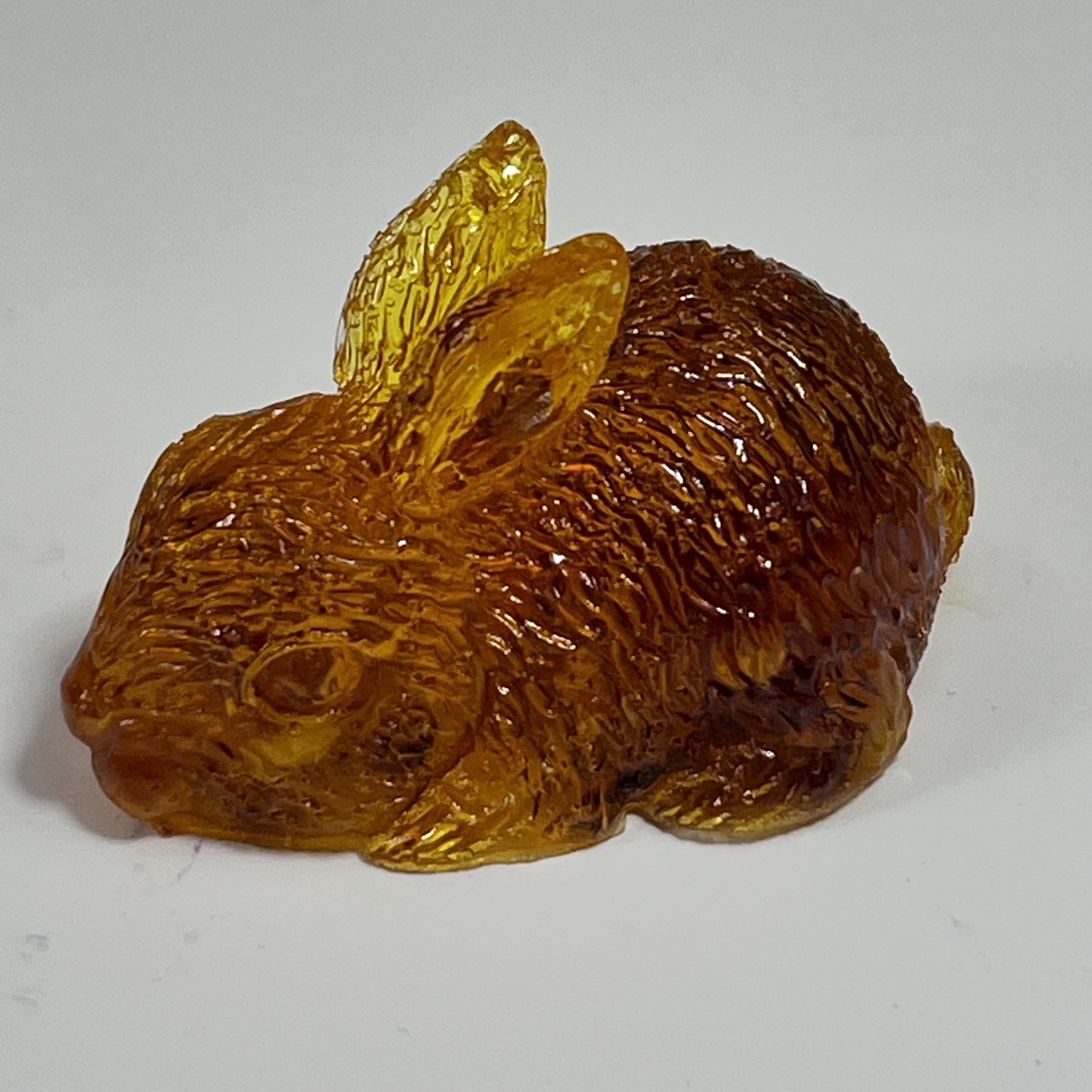 Rabbit  Figurine Handmade Amber Resin and Amber for Home Decor USA KIZIMA