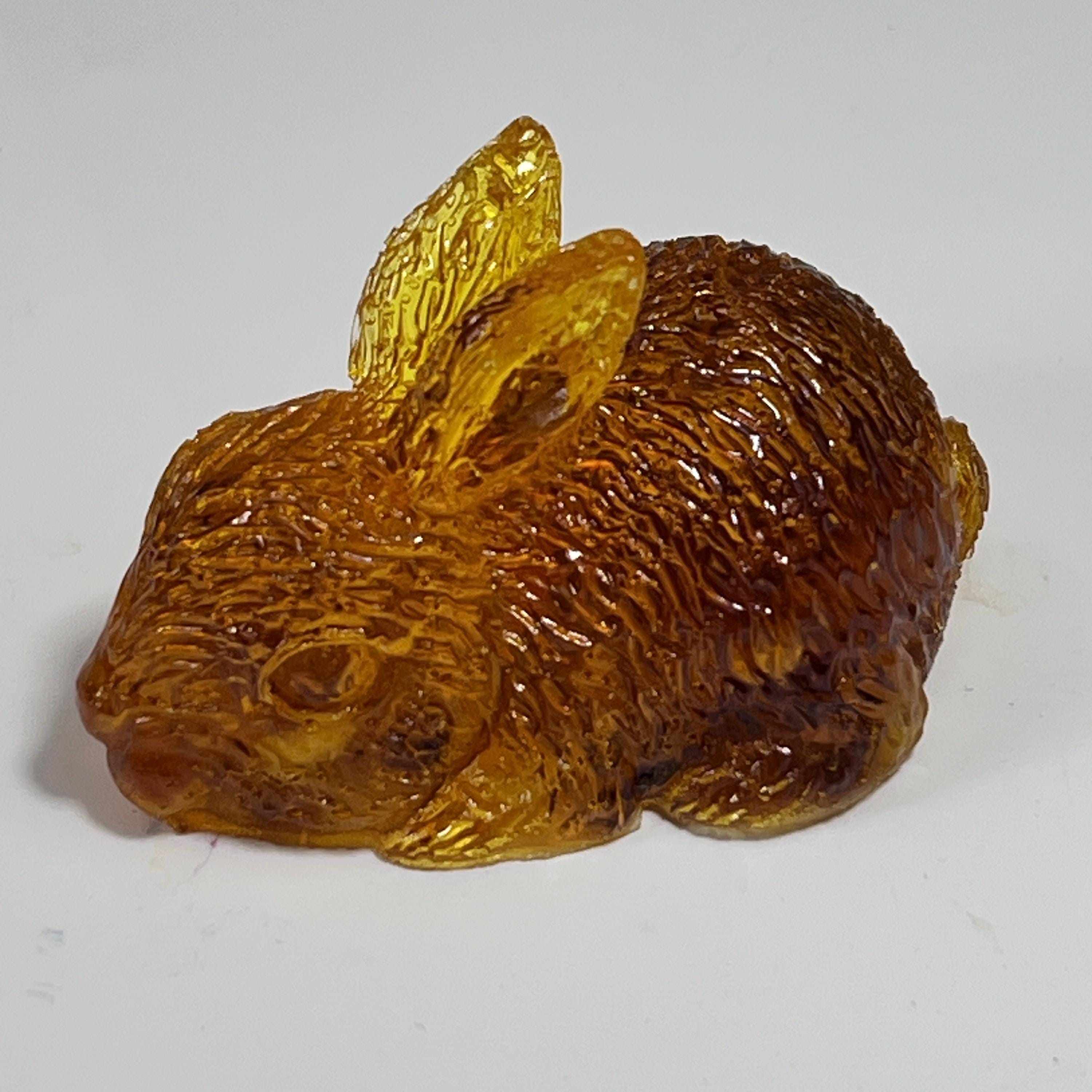 Rabbit  Figurine Handmade Amber Resin and Amber for Home Decor USA KIZIMA