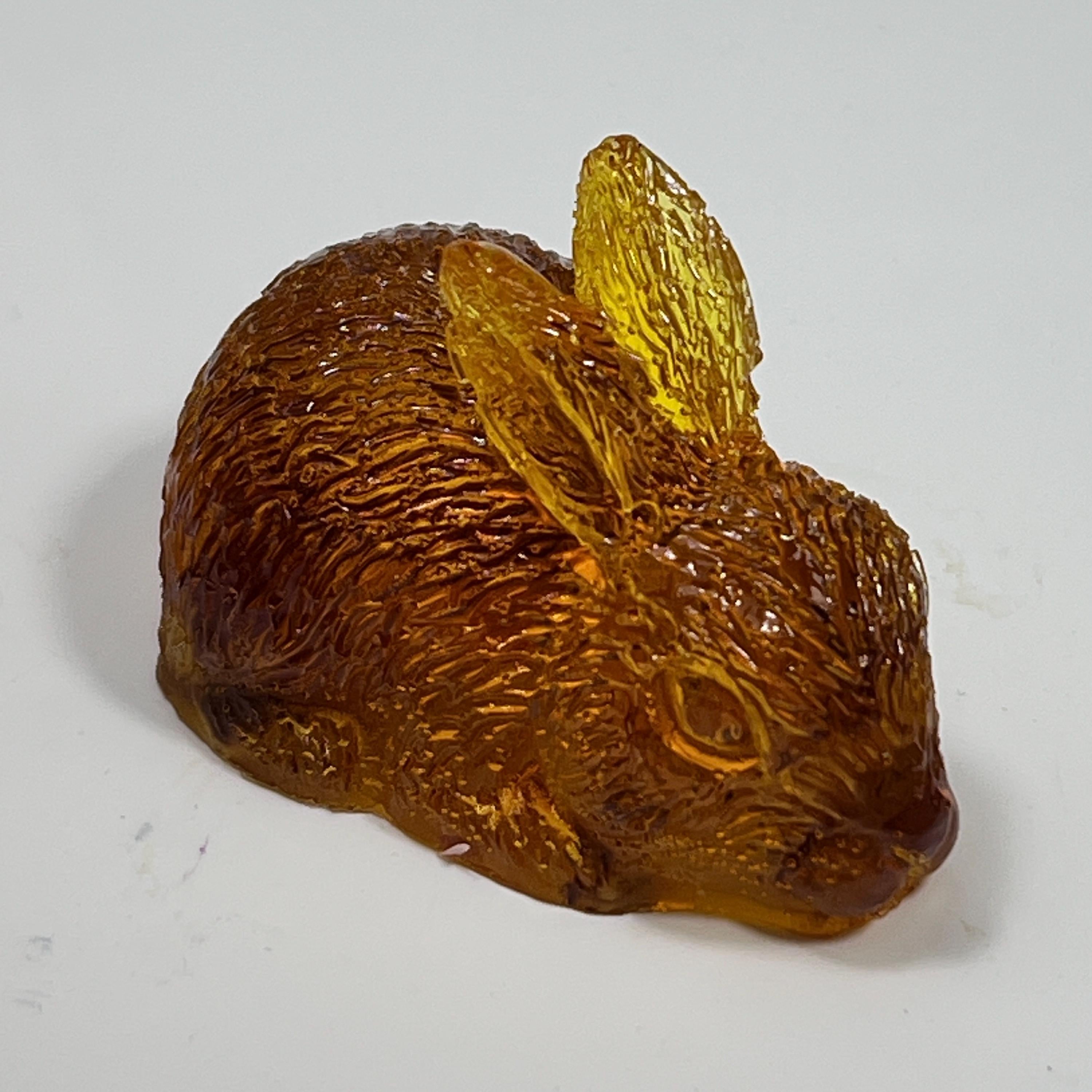 Rabbit  Figurine Handmade Amber Resin and Amber for Home Decor USA KIZIMA