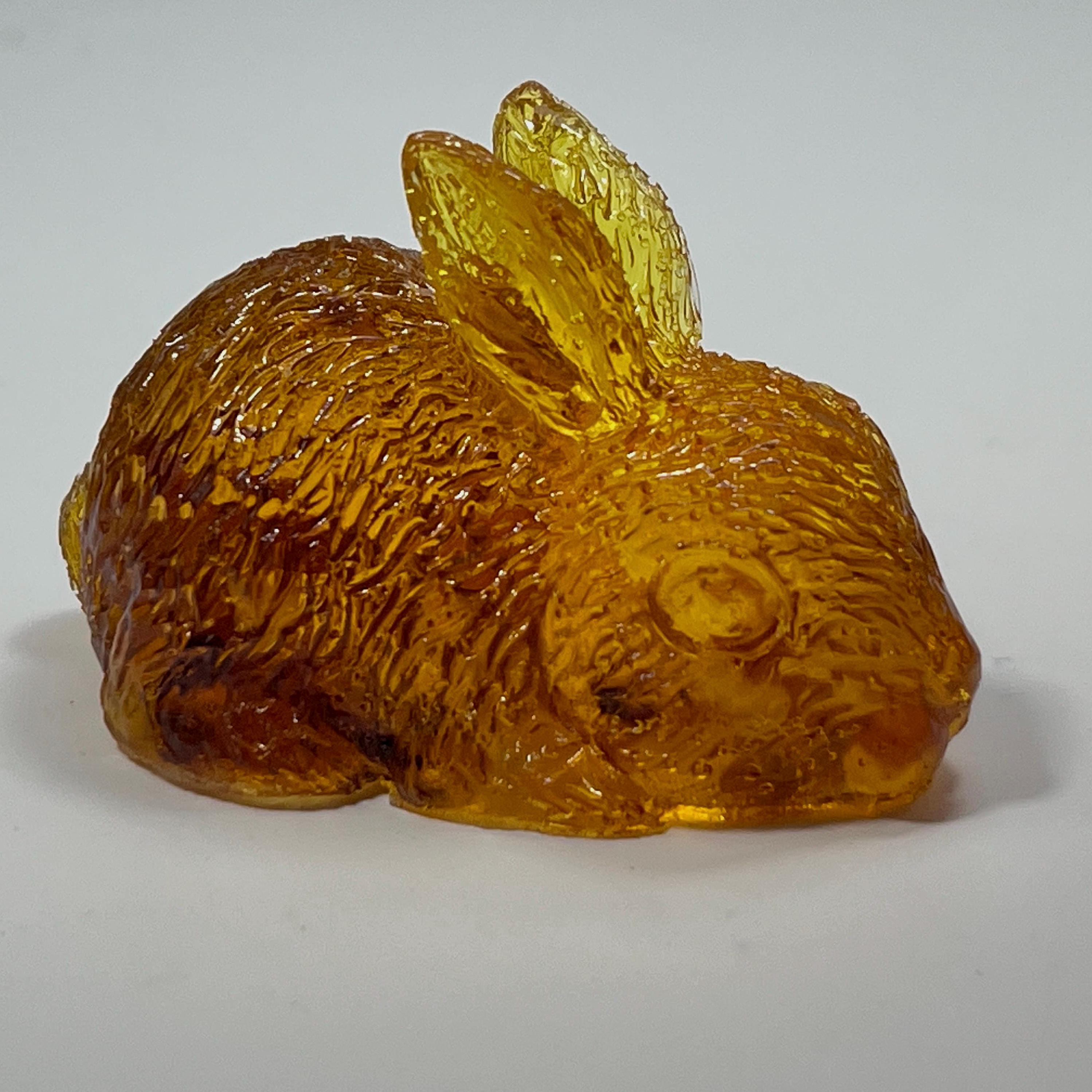 Rabbit  Figurine Handmade Amber Resin and Amber for Home Decor USA KIZIMA
