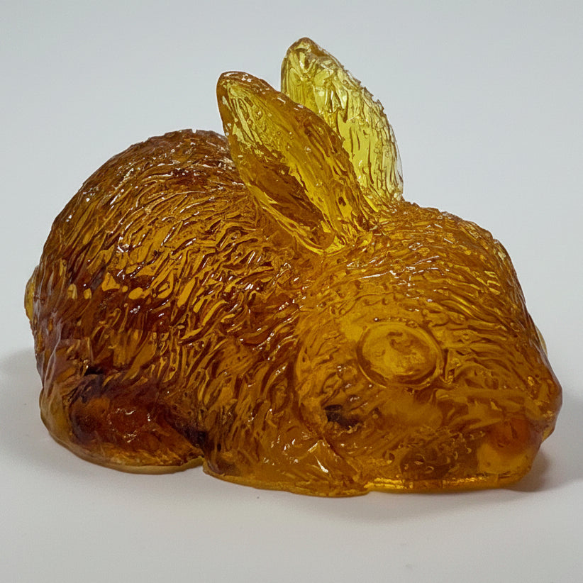 Baltic amber resin rabbit figurine handmade in USA by KIZIMA®