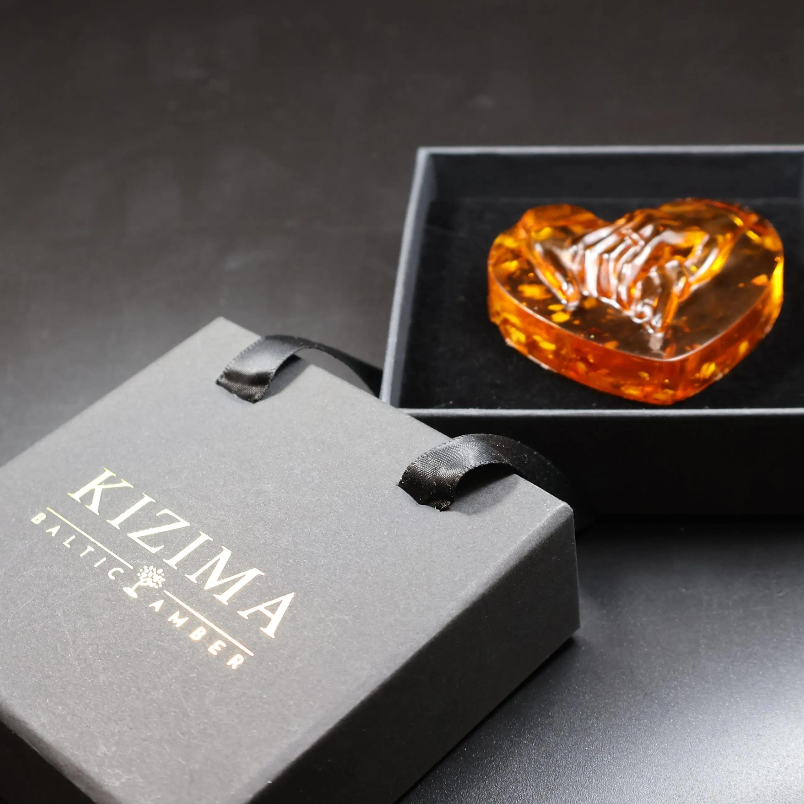 Made in USA Baltic Amber Heart by KIZIMA | Unique Gift Box
