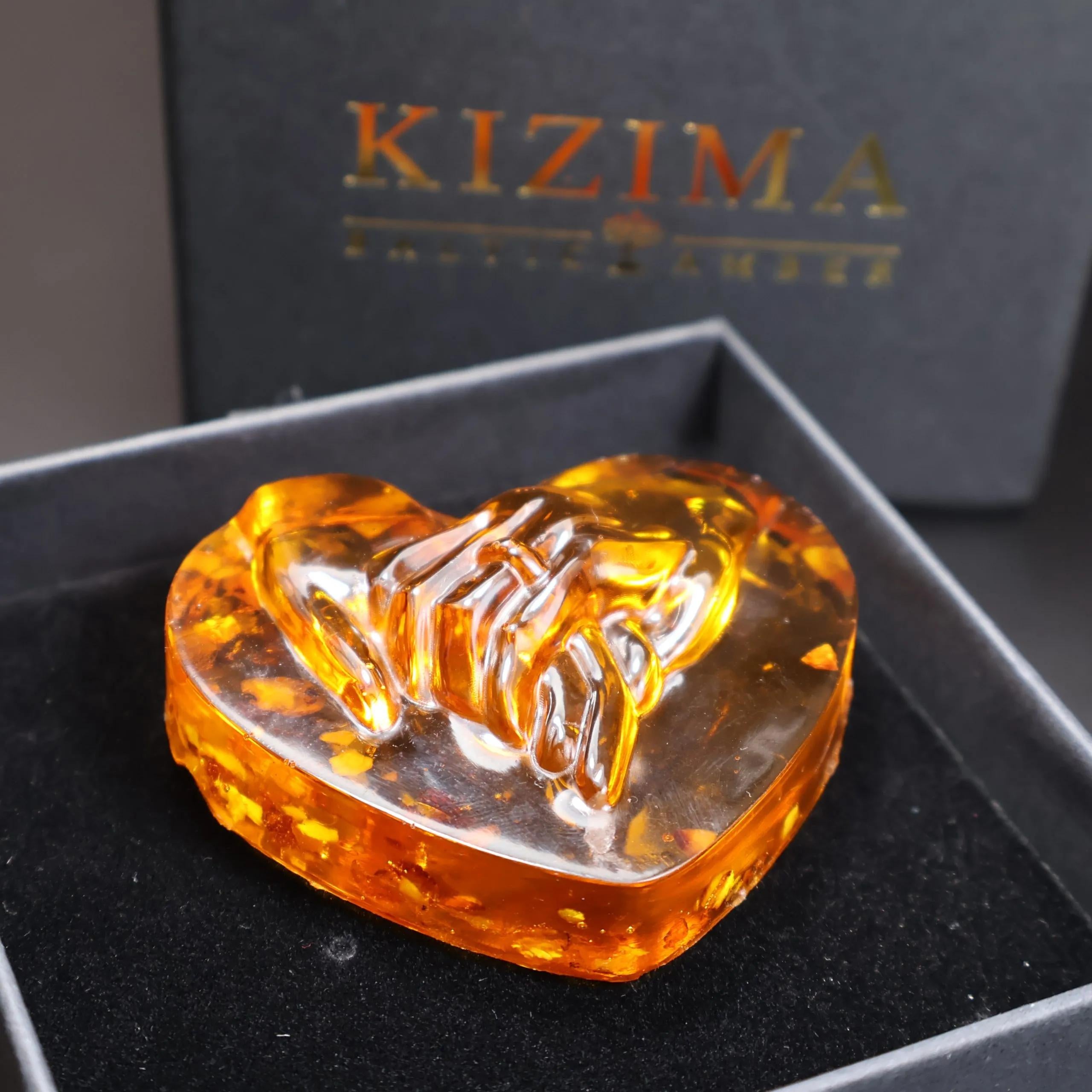 Made in USA Baltic Amber Heart by KIZIMA | Unique Gift Box