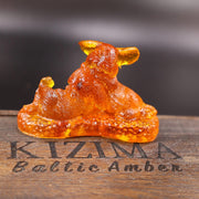 KIZIMA® amber bunny pair — genuine Baltic amber decor, handmade in USA, side view