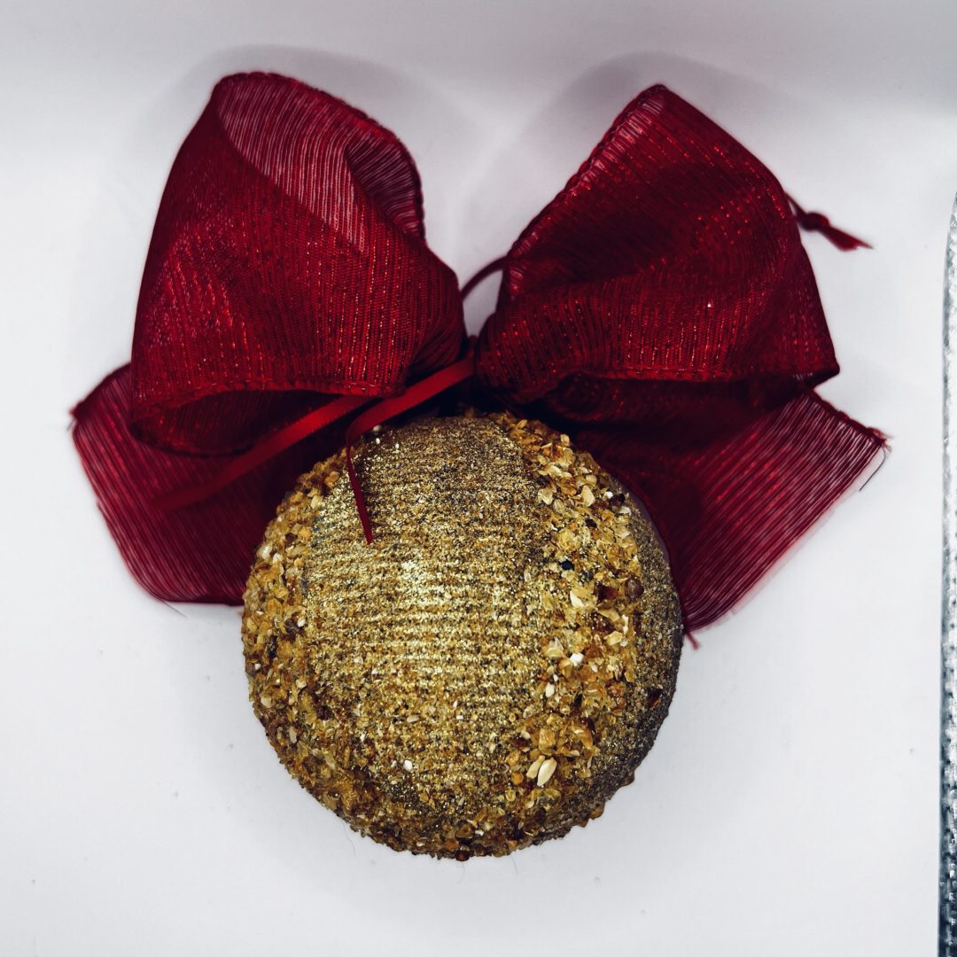 USA Handmade Christmas Tree Ball Ornaments 2026 Natural Baltic Amber Big pink bow KIZIMA