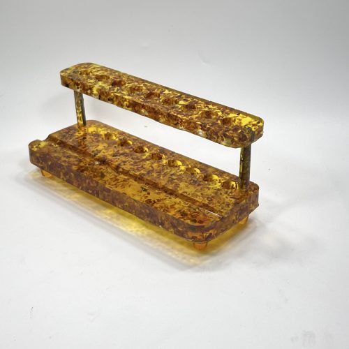 Executive Amber Pen Holder – Handmade Luxury Desk Organizer | 2 Tiers, 9 Slots | Premium Gift for Men & Women