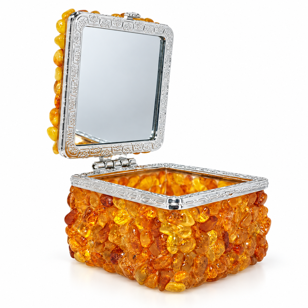 KIZIMA 5598570 Baltic amber jewelry box in a clean white studio product photograph