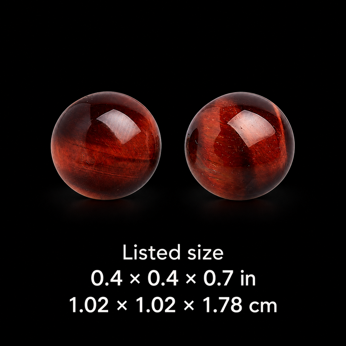KIZIMA dark cognac amber stud earrings listed size card: 0.4 x 0.4 x 0.7 in, equivalent to 1.02 x 1.02 x 1.78 cm.