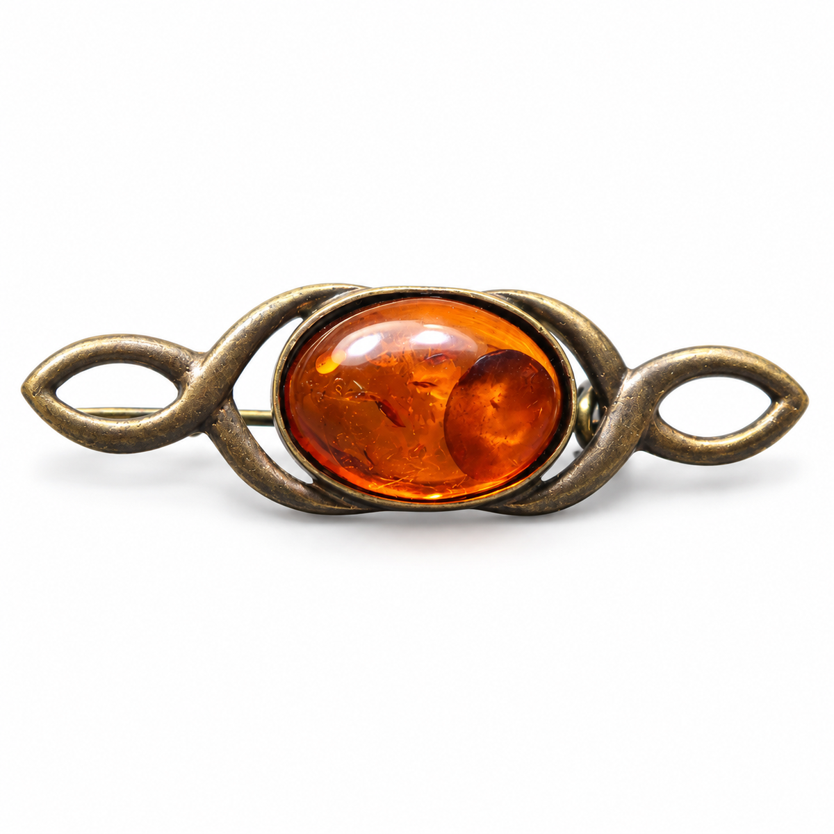 KIZIMA Baltic amber infinity bar brooch 20-903Q3-4-2-1 — white studio background