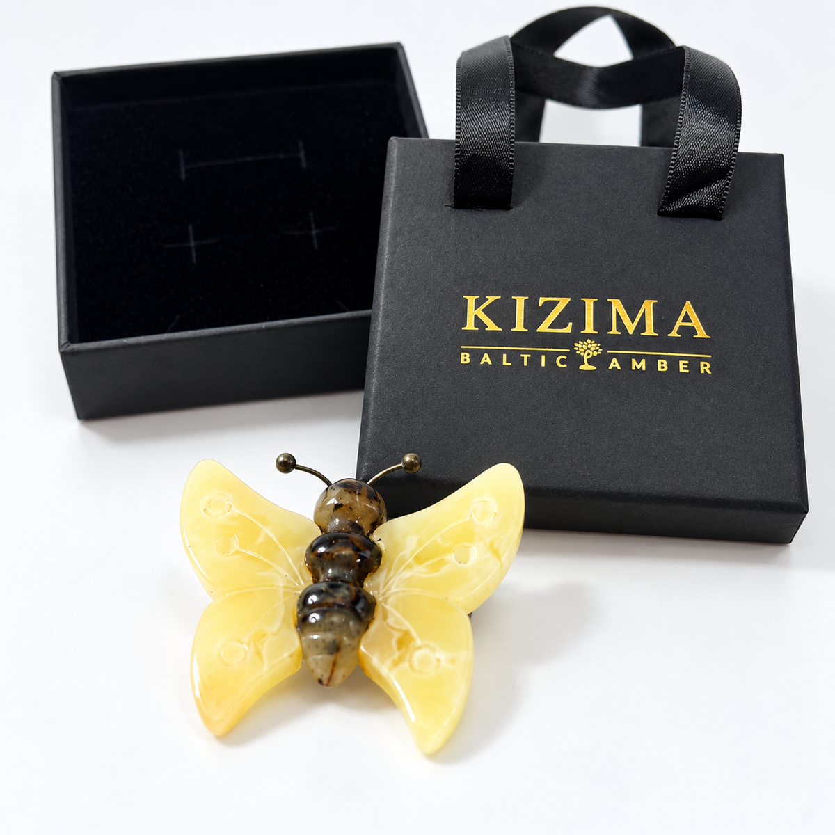 KIZIMA Baltic amber brooch 20S1050q3.50 with KIZIMA gift packaging