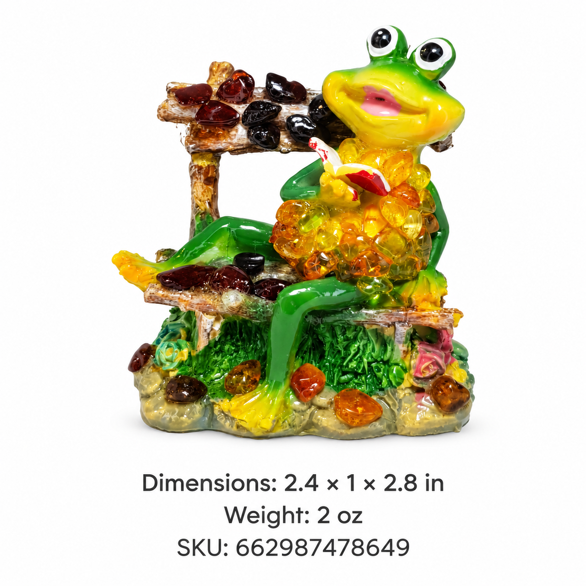 KIZIMA lucky frog figurine 662987478649 size and weight: 2.4 by 1 by 2.8 inches, 2 ounces.