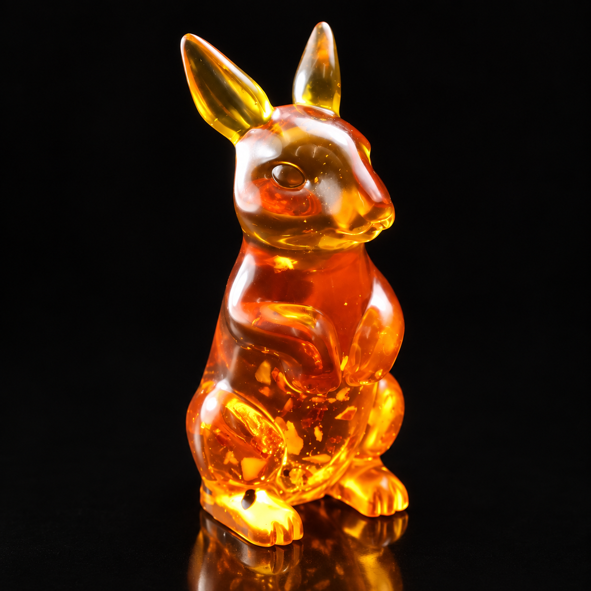 Made in USA Baltic Amber kangaroo figurine by KIZIMA® on a black studio backdrop, Australia and wildlife lover gift