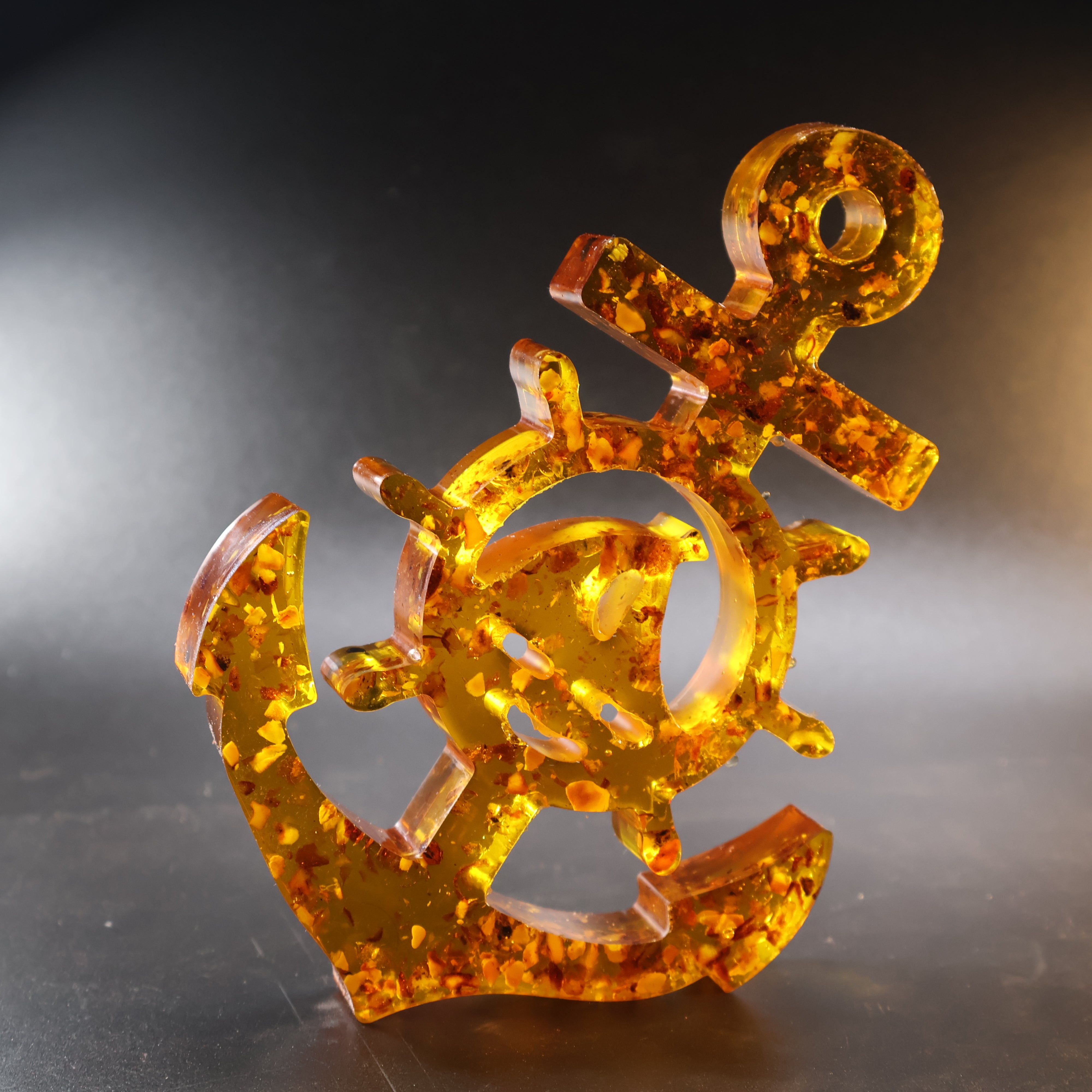 KIZIMA amber anchor plaque back view showing mounting