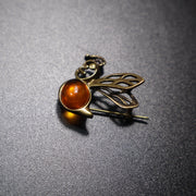 Made in USA genuine natural Baltic amber bee brooch by KIZIMA