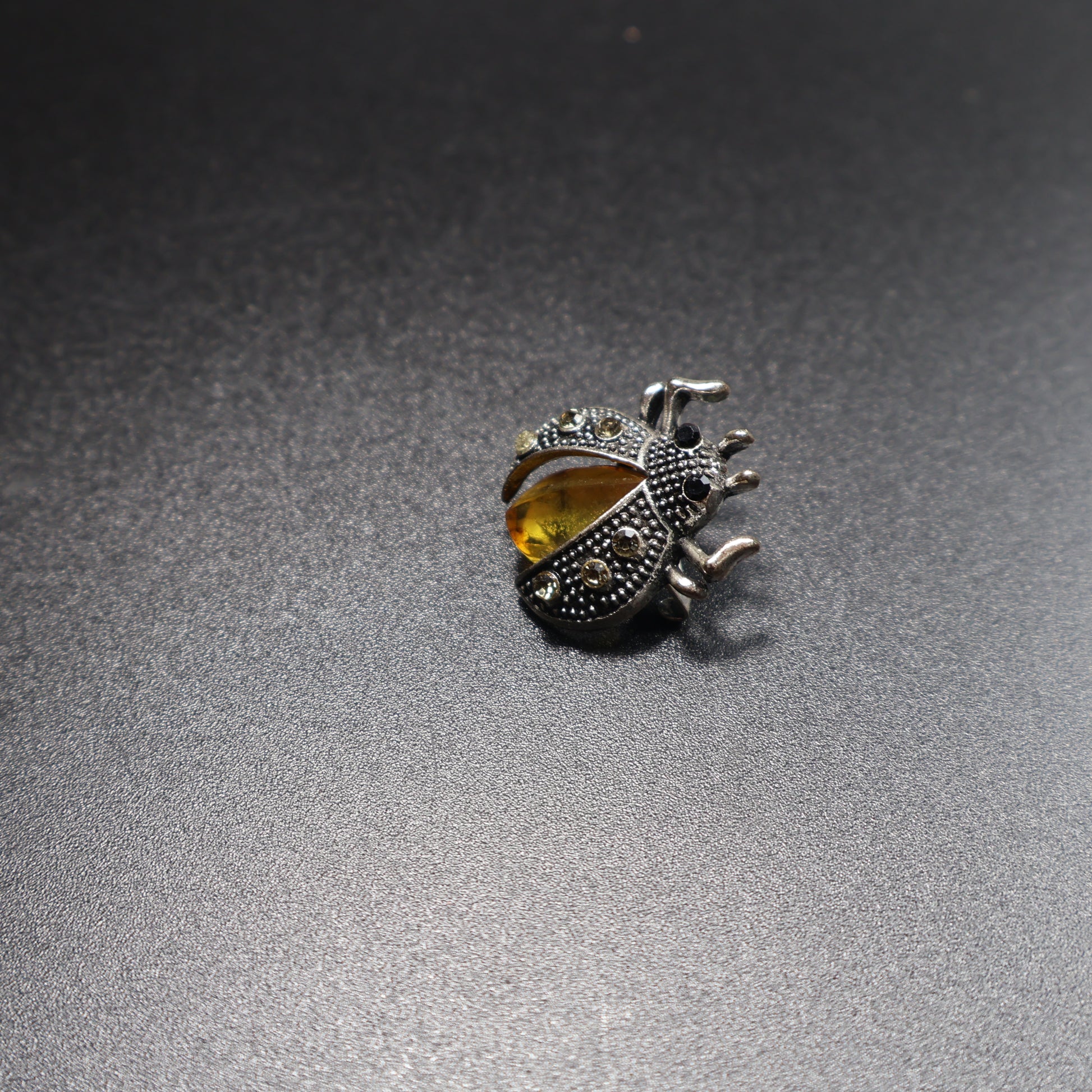 Natural Baltic amber beetle brooch pin back, handcrafted in Brooklyn NY