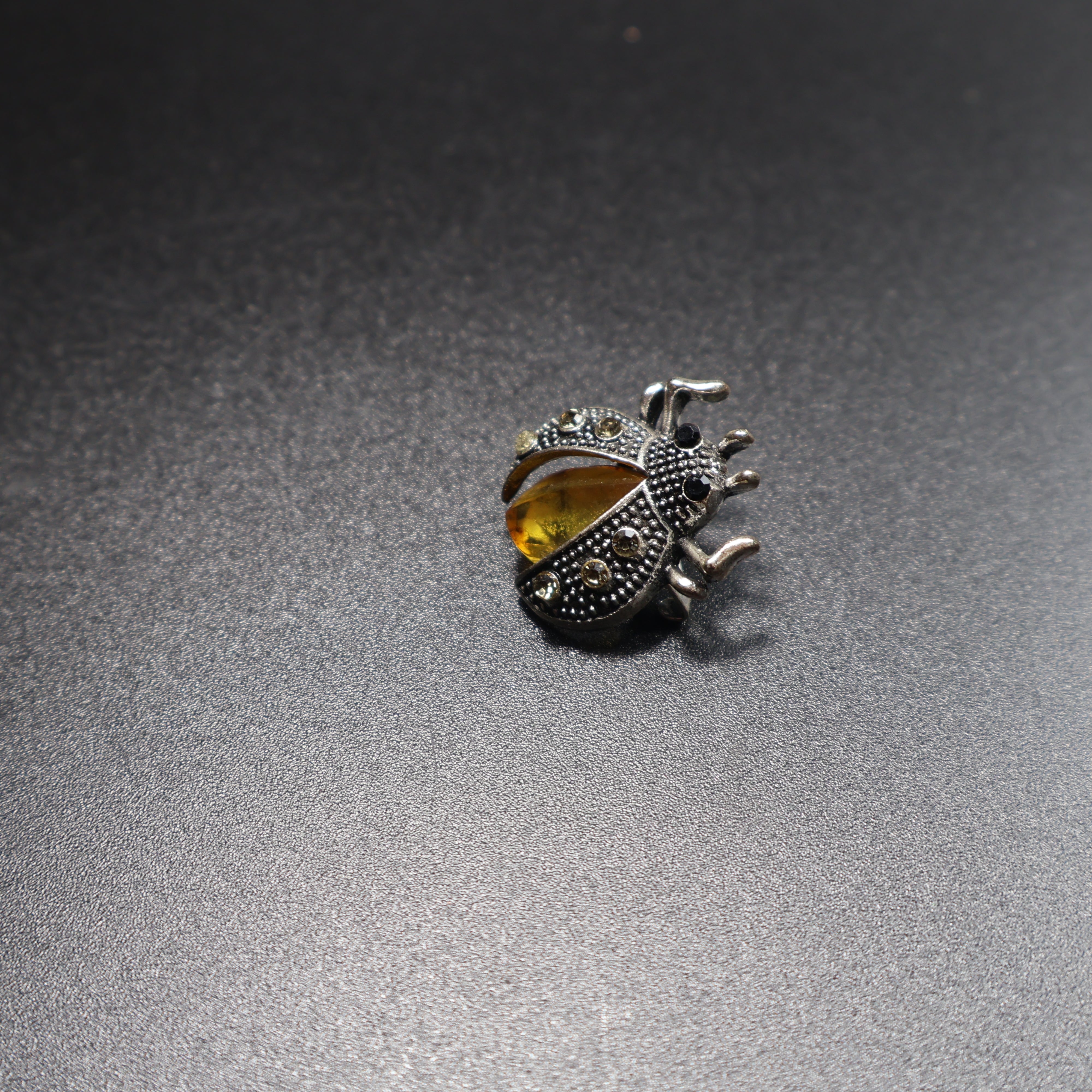 Natural Baltic amber beetle brooch pin back, handcrafted in Brooklyn NY