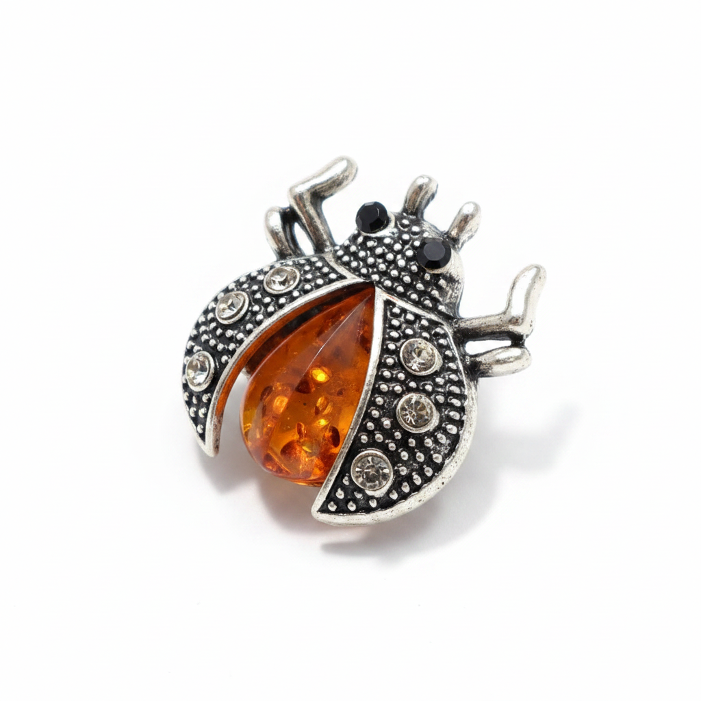 Baltic amber beetle pin scale reference additional view