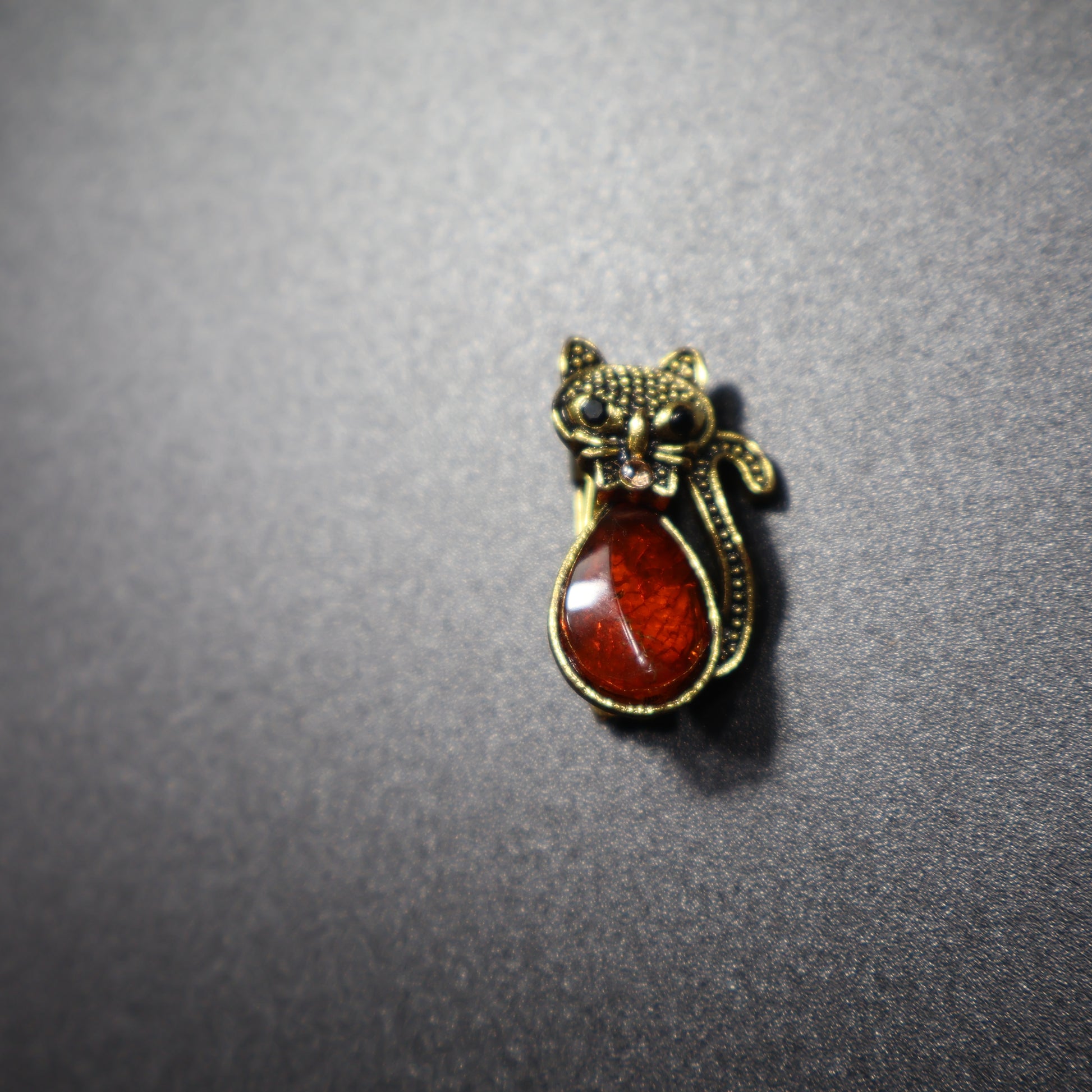 Made in USA genuine natural Baltic amber black cat brooch gold by KIZIMA
