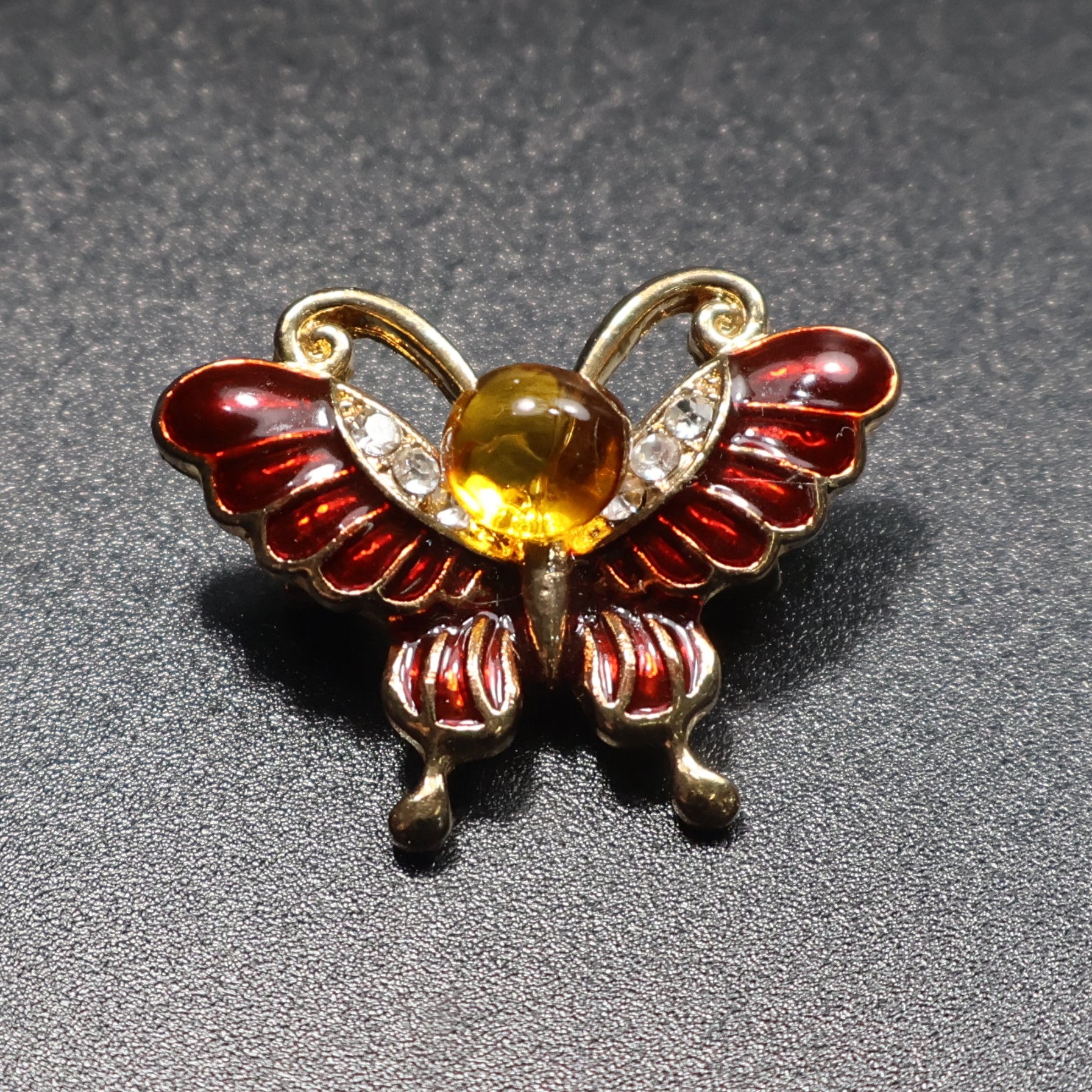 Genuine Baltic amber butterfly brooch blue variant