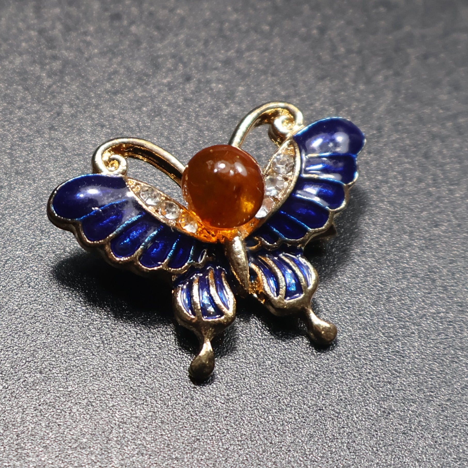 Amber butterfly brooch pin back, handcrafted in Brooklyn NY