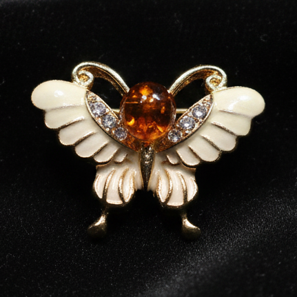 Handmade Baltic amber butterfly brooch additional view