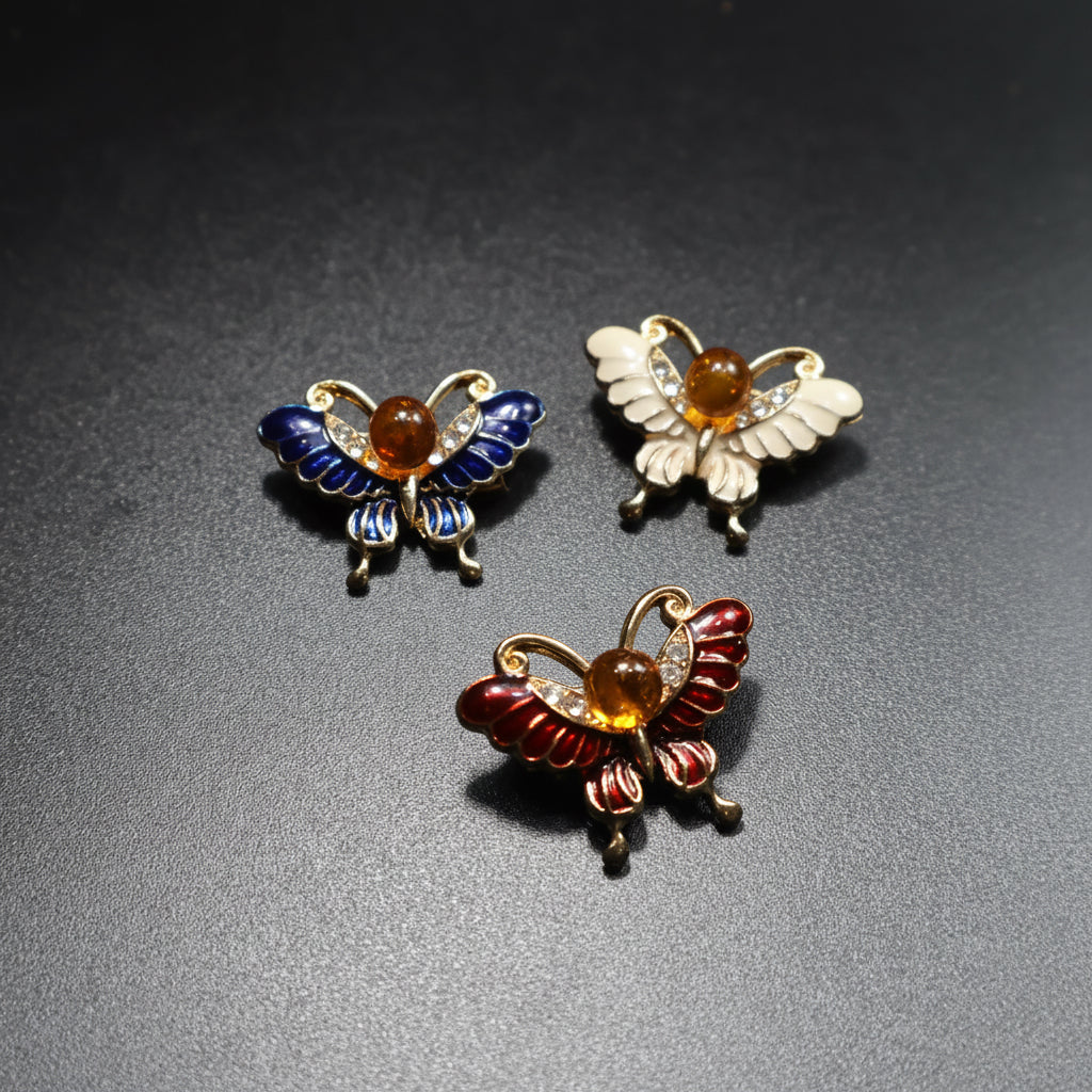 Natural Baltic amber butterfly brooch white variant detail