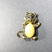Made in USA genuine natural Baltic amber cat brooch gold tail down by KIZIMA