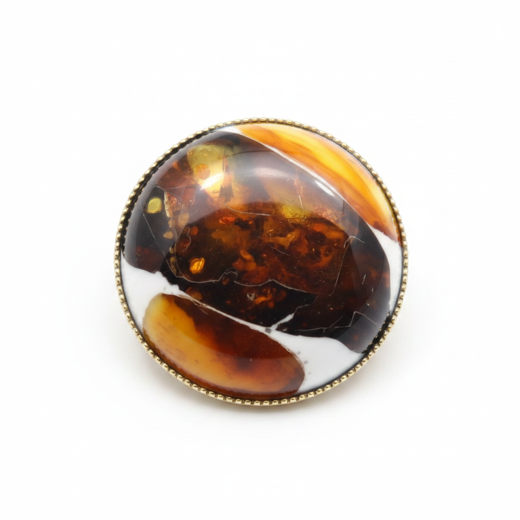 Handmade Baltic amber dalmatian pin additional view