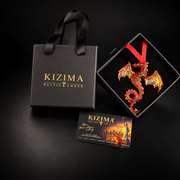 KIZIMA® Baltic amber dragon car charm with its gift box — handmade in USA, ready to give