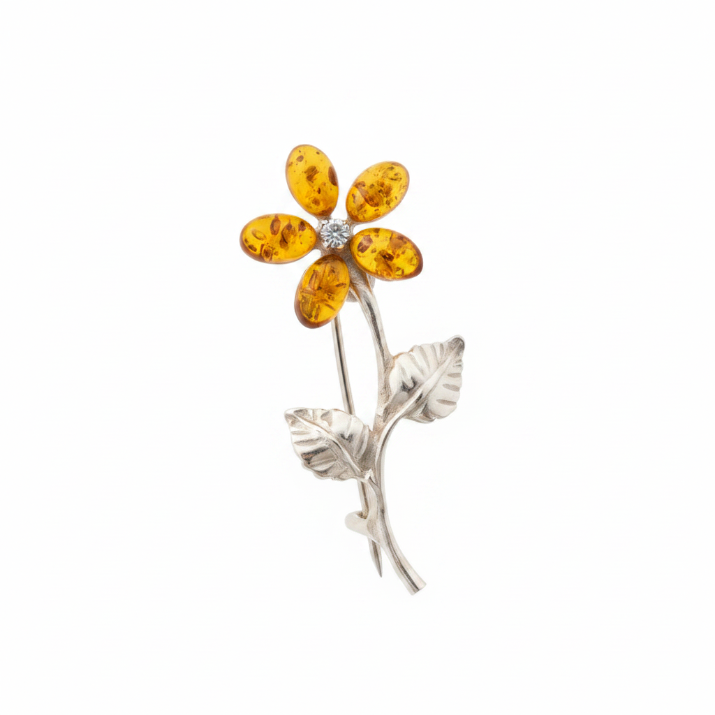 Made in USA amber flower brooch KIZIMA feminine gift