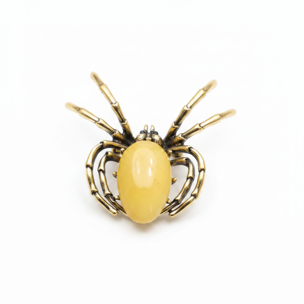 Baltic amber gothic spider pin additional detail view