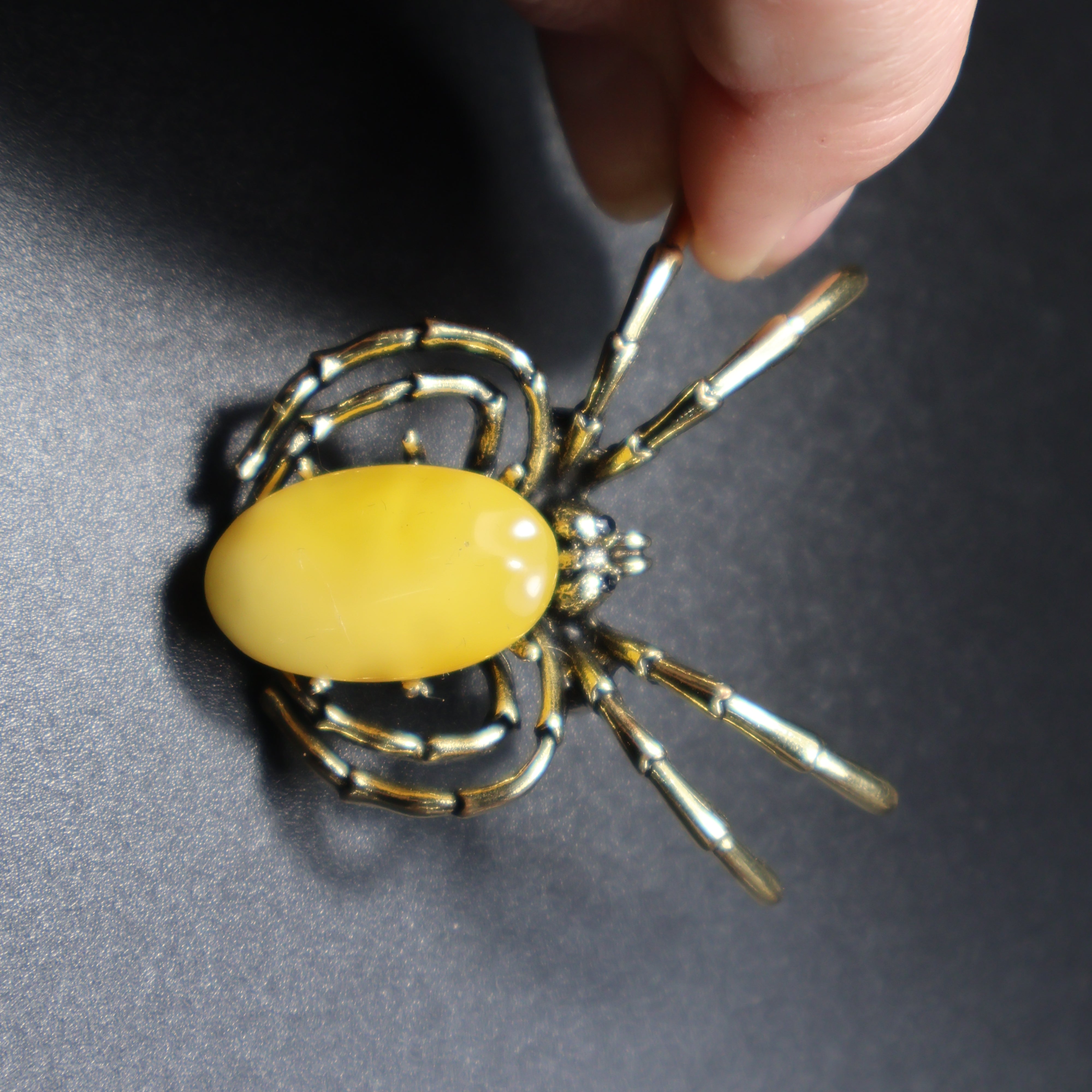 Made in USA amber spider pin KIZIMA bold alternative gift