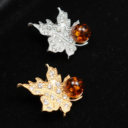 Made in USA genuine natural Baltic amber leaf brooch by KIZIMA additional view