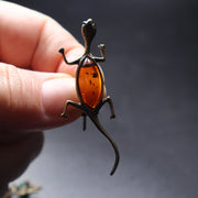 Made in USA genuine natural Baltic amber lizard brooch by KIZIMA