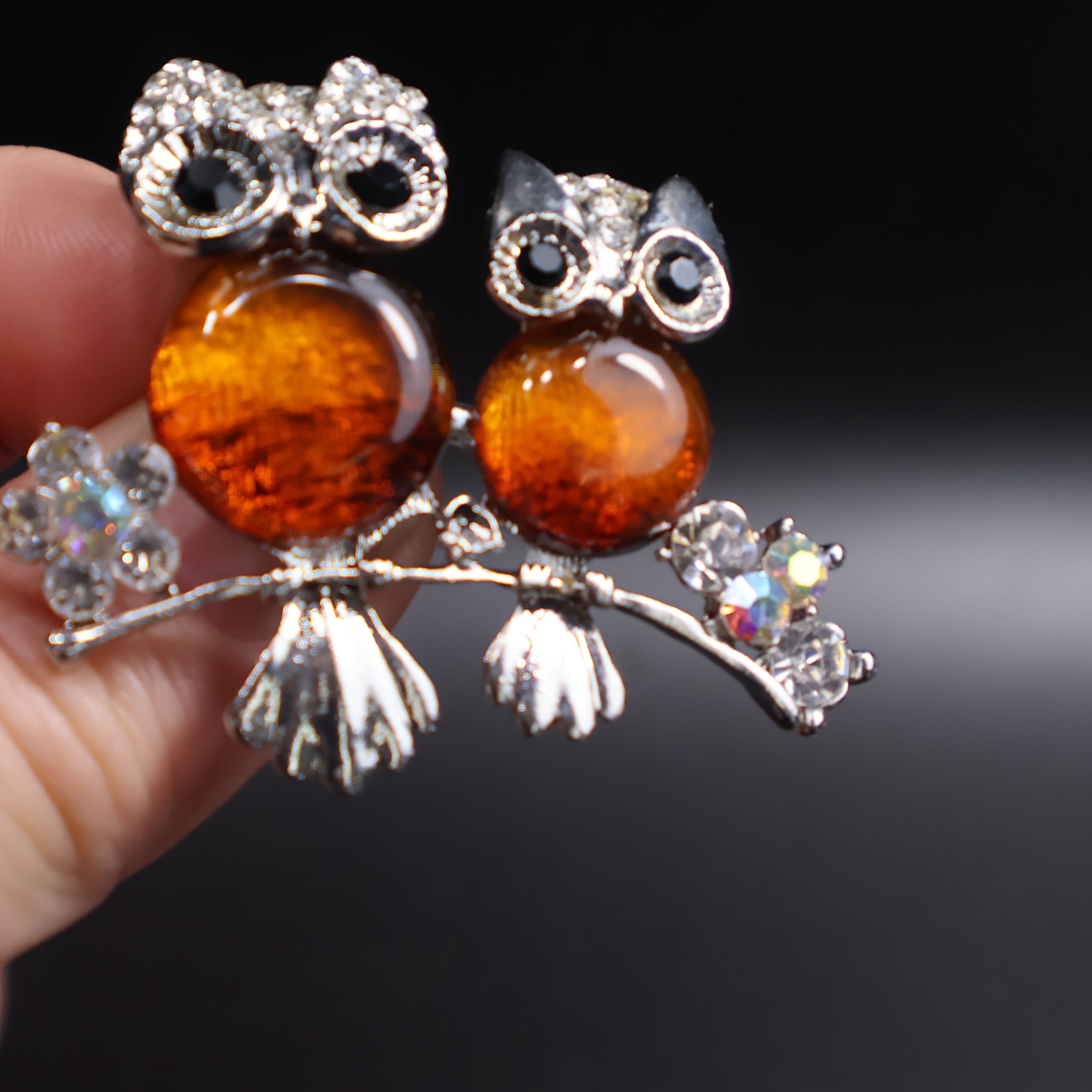 Made in USA amber owl brooch KIZIMA gift for her