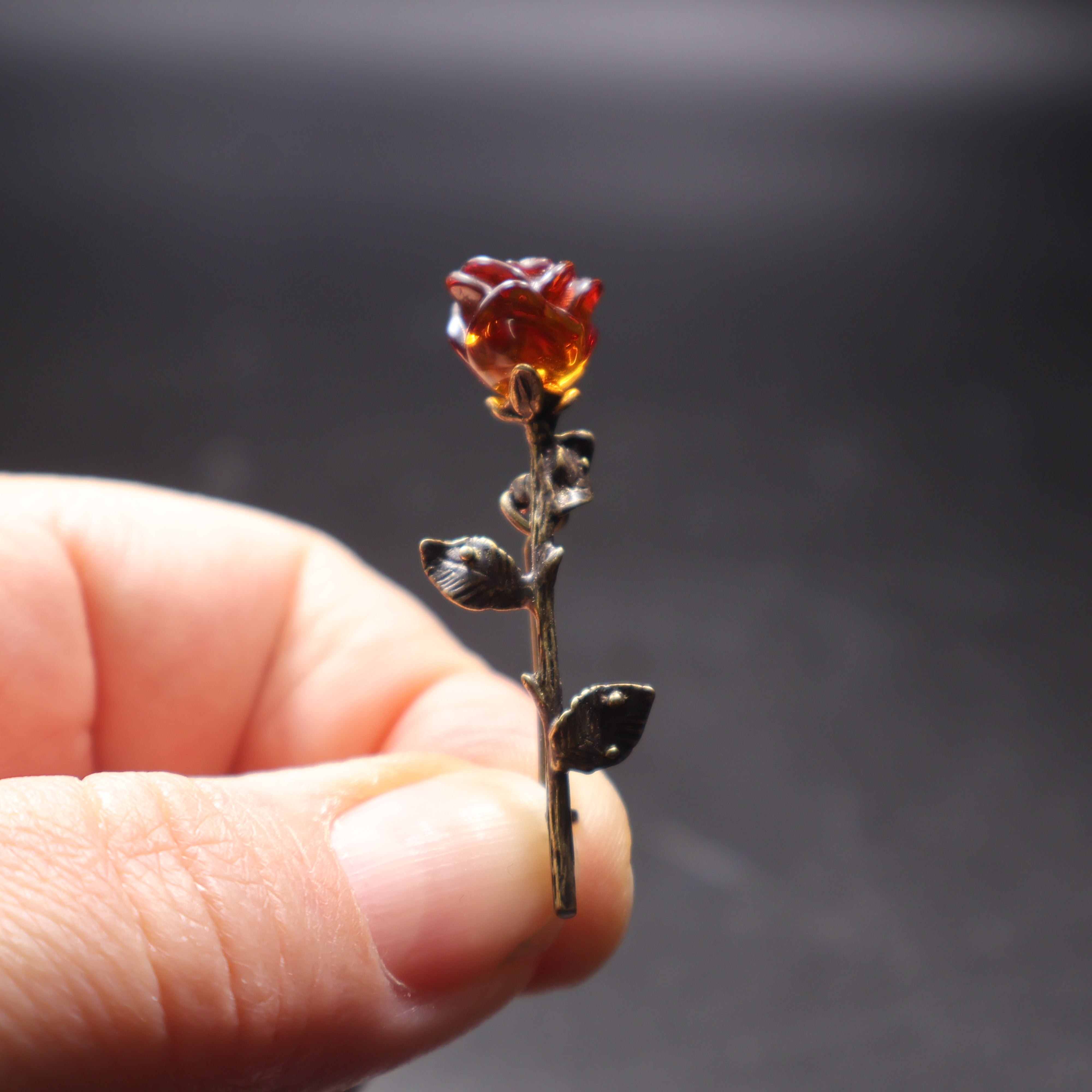 Made in USA amber rose brooch KIZIMA romantic gift