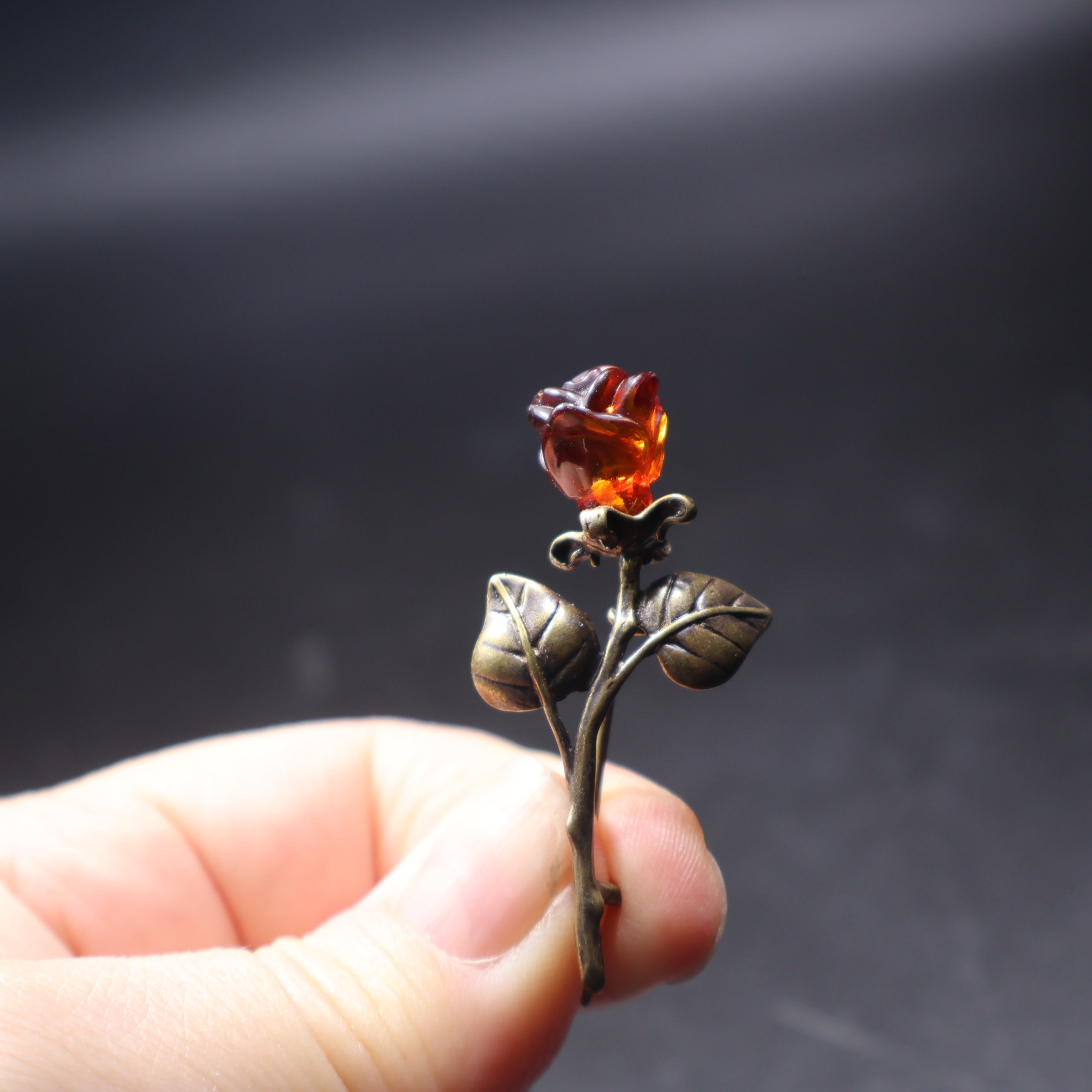 Made in USA amber rose brooch KIZIMA romantic gift