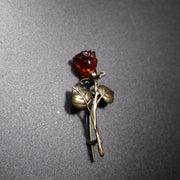 Made in USA genuine natural Baltic amber rose brooch with two leaves by KIZIMA