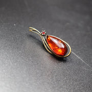 Made in USA genuine natural Baltic amber teardrop brooch by KIZIMA