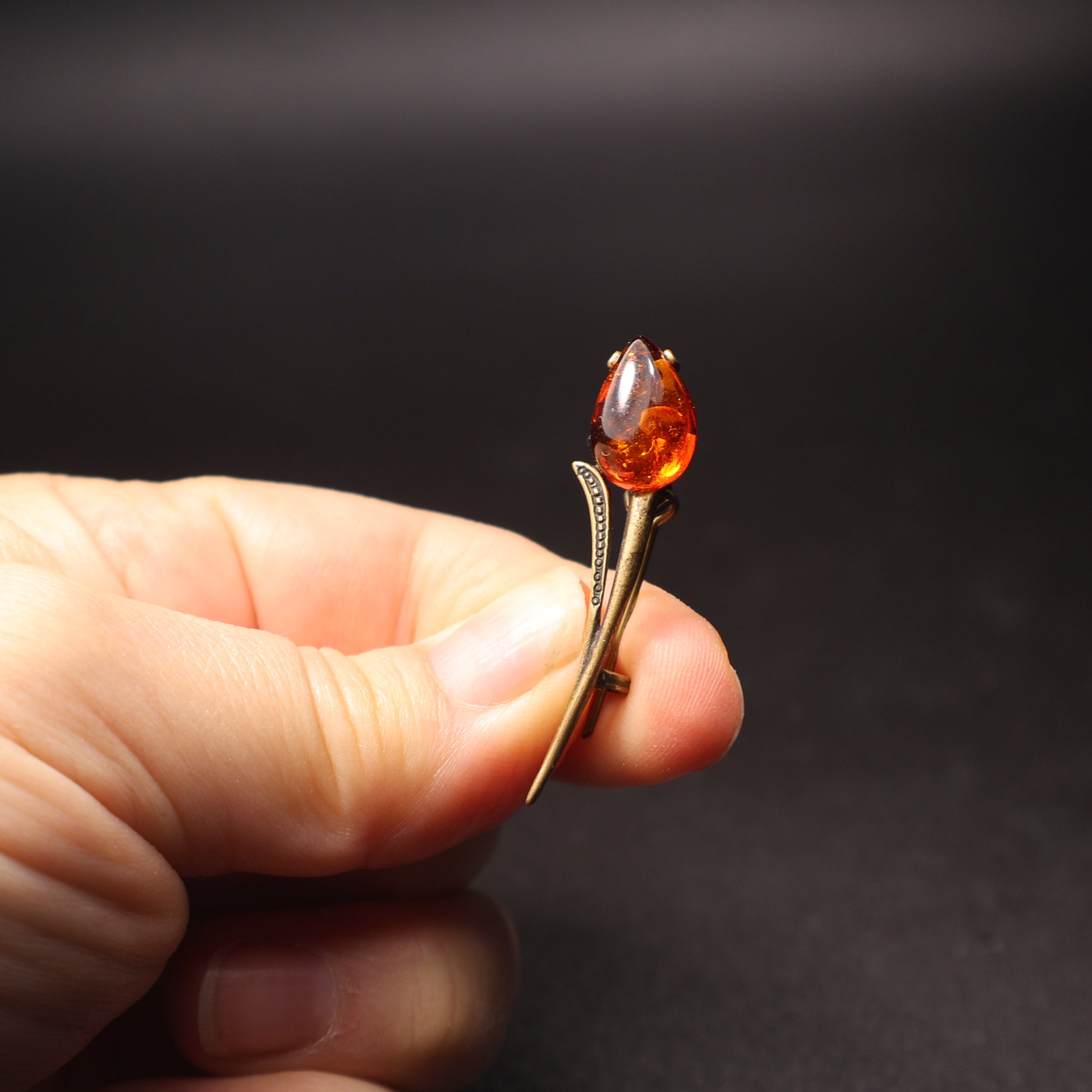 Made in USA amber tulip brooch KIZIMA spring gift